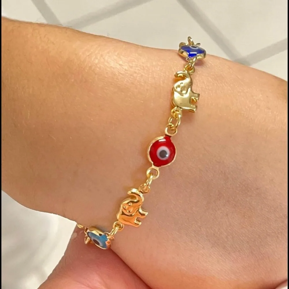 18k Gold Filled Baby Elephant & Eye Bracelet